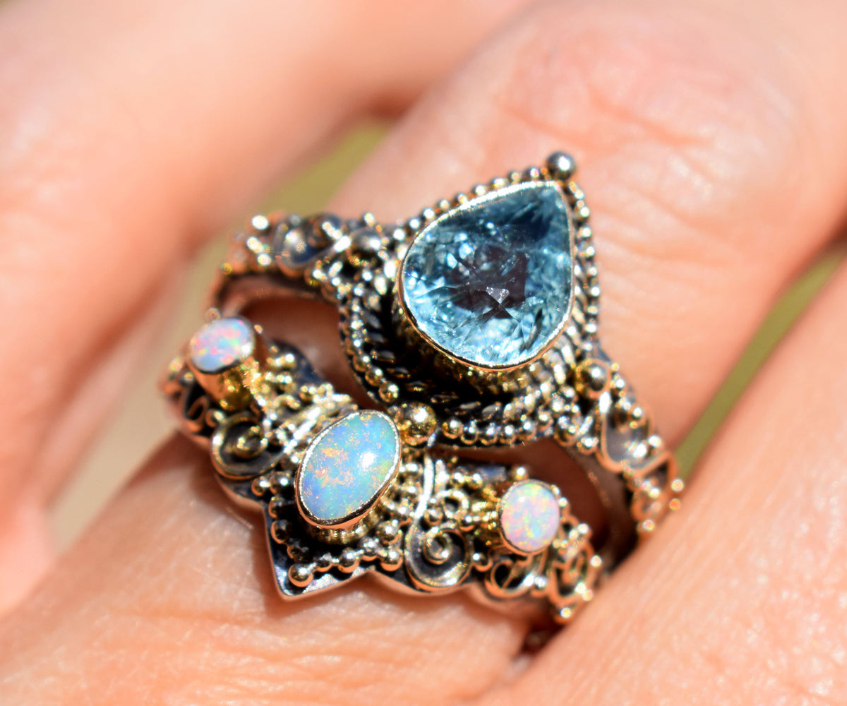 Anillo Fall in love Aguamarina