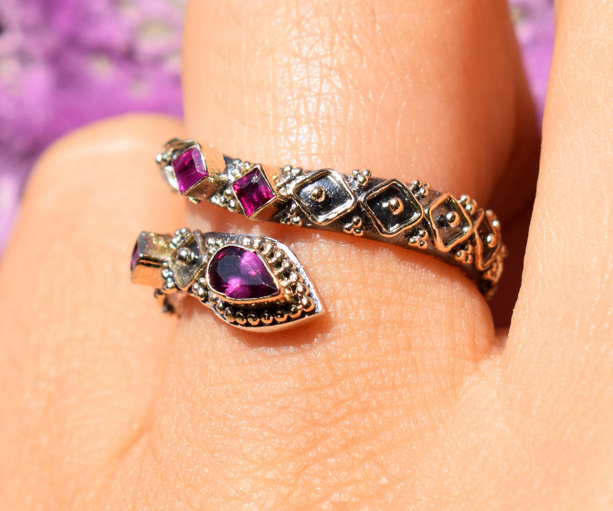 Anillo Kundalini Rodolita Rubi