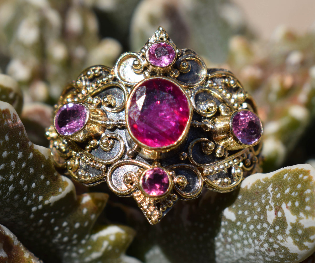 Anillo gold and Silver Kerala Rubi