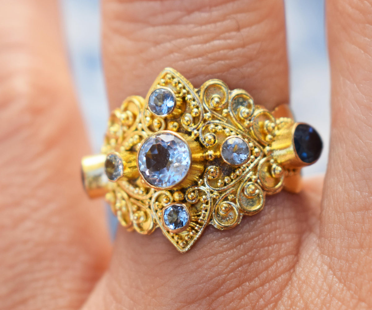 Anillo Gold Habibi Aguamarina