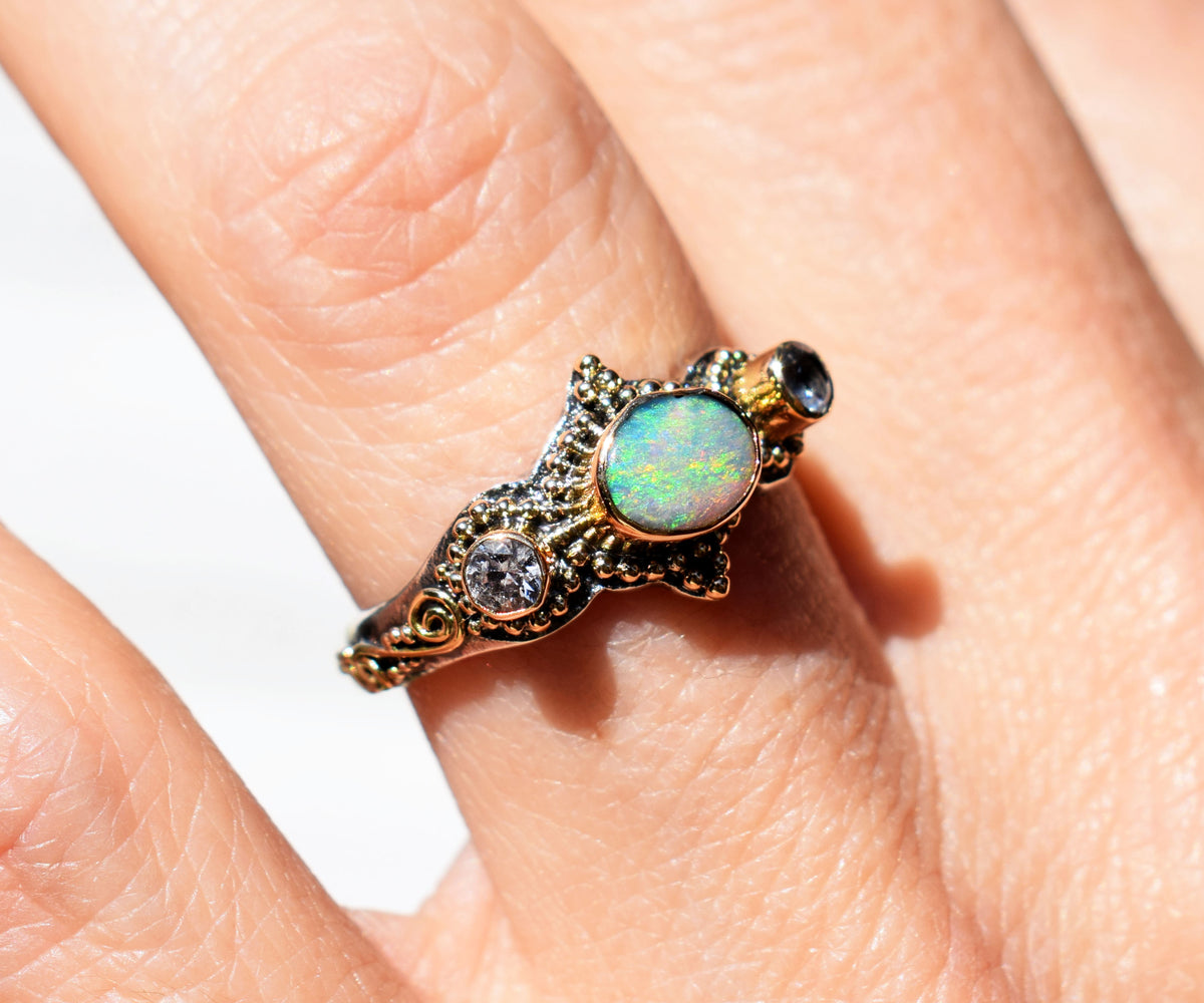 Anillo Roma Opalo Topacios