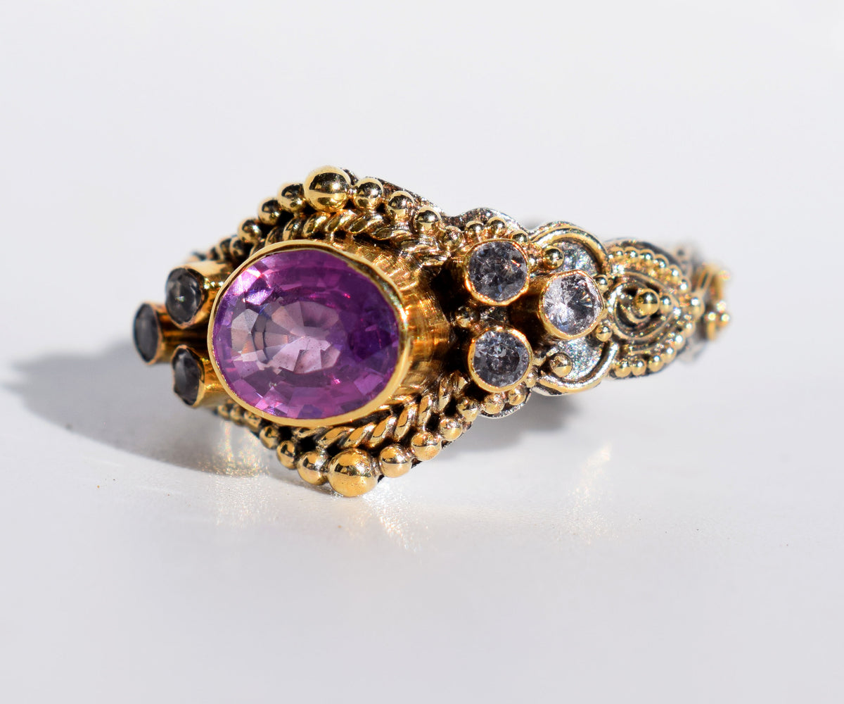 Anillo Azahara Zafiro Rosado