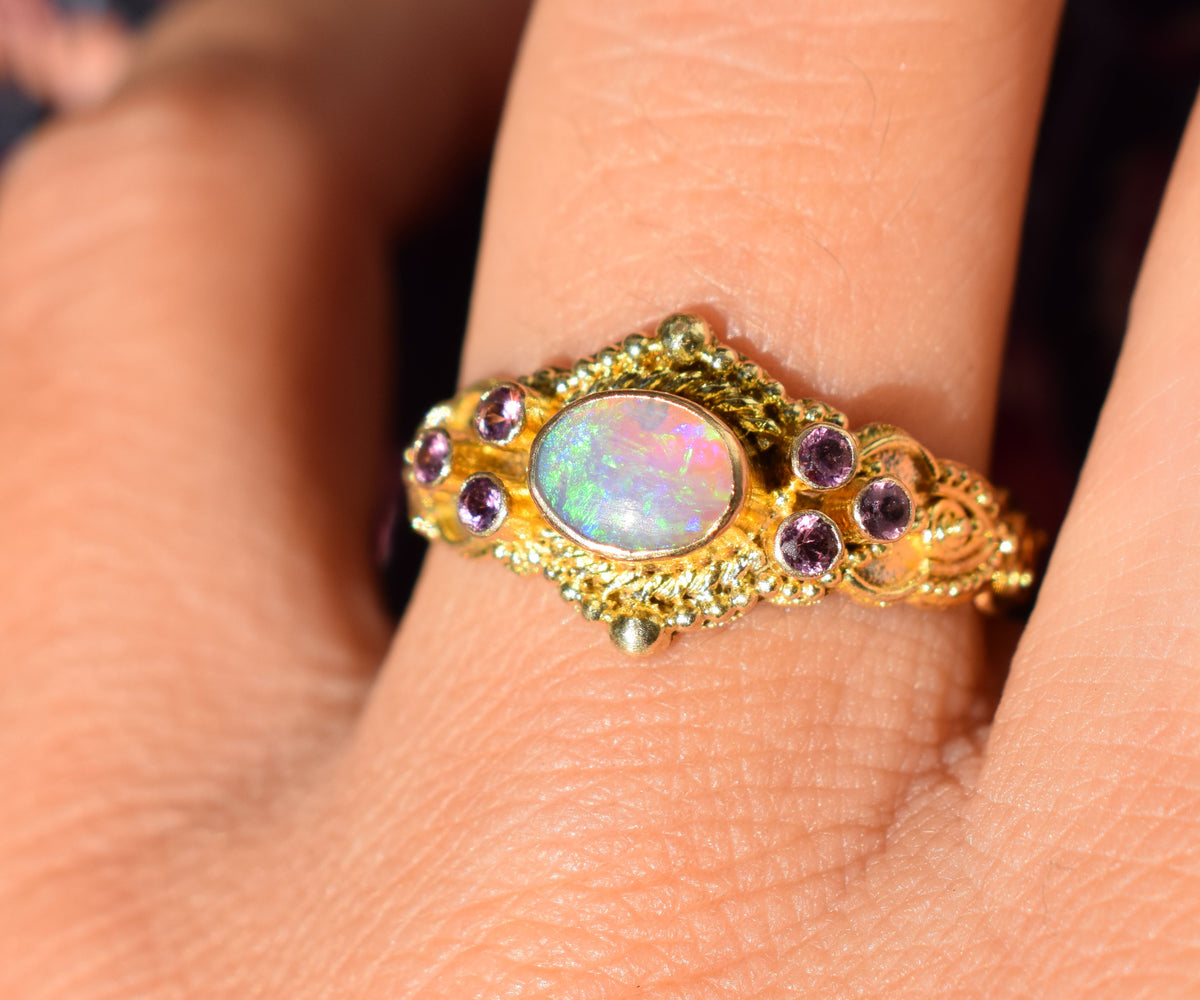 Anillo Azahara gold Opalo