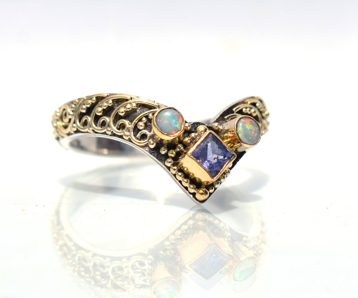 Anillo Fusion Princess Tanzanita y Opalos