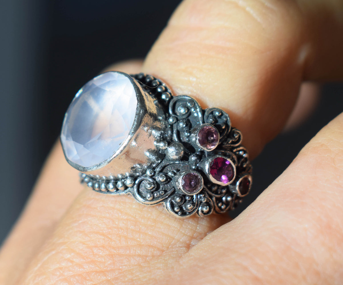 Anillo Sultan Cuarzo Rosa Edición Silver