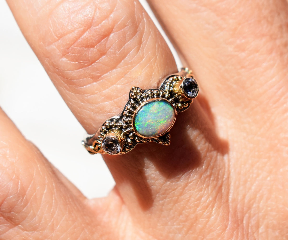 Anillo Roma Opalo Topacios