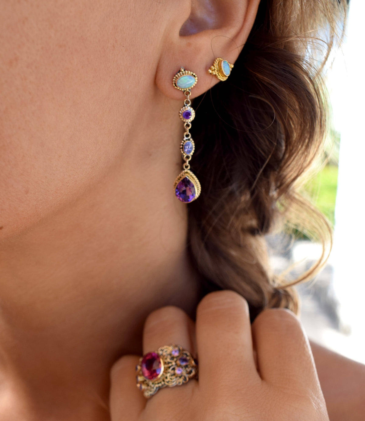 Aros Petra Amatista y  Opalos