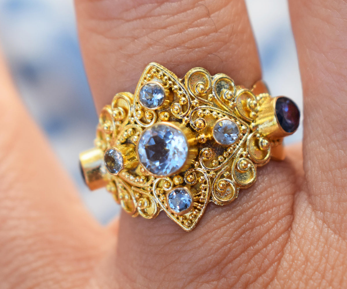 Anillo Gold Habibi Aguamarina