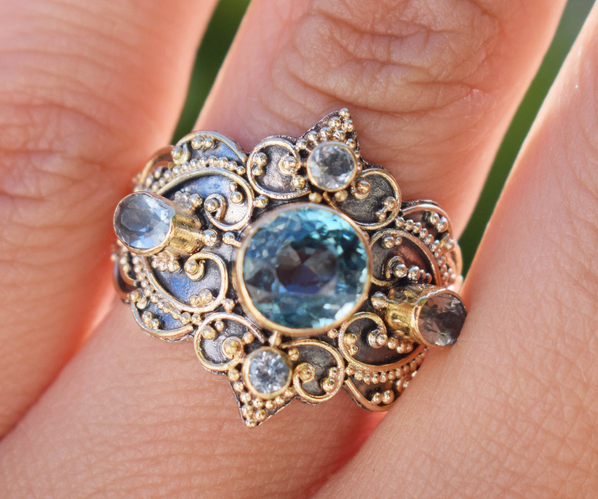 Anillo gold and Silver Kerala Zircon