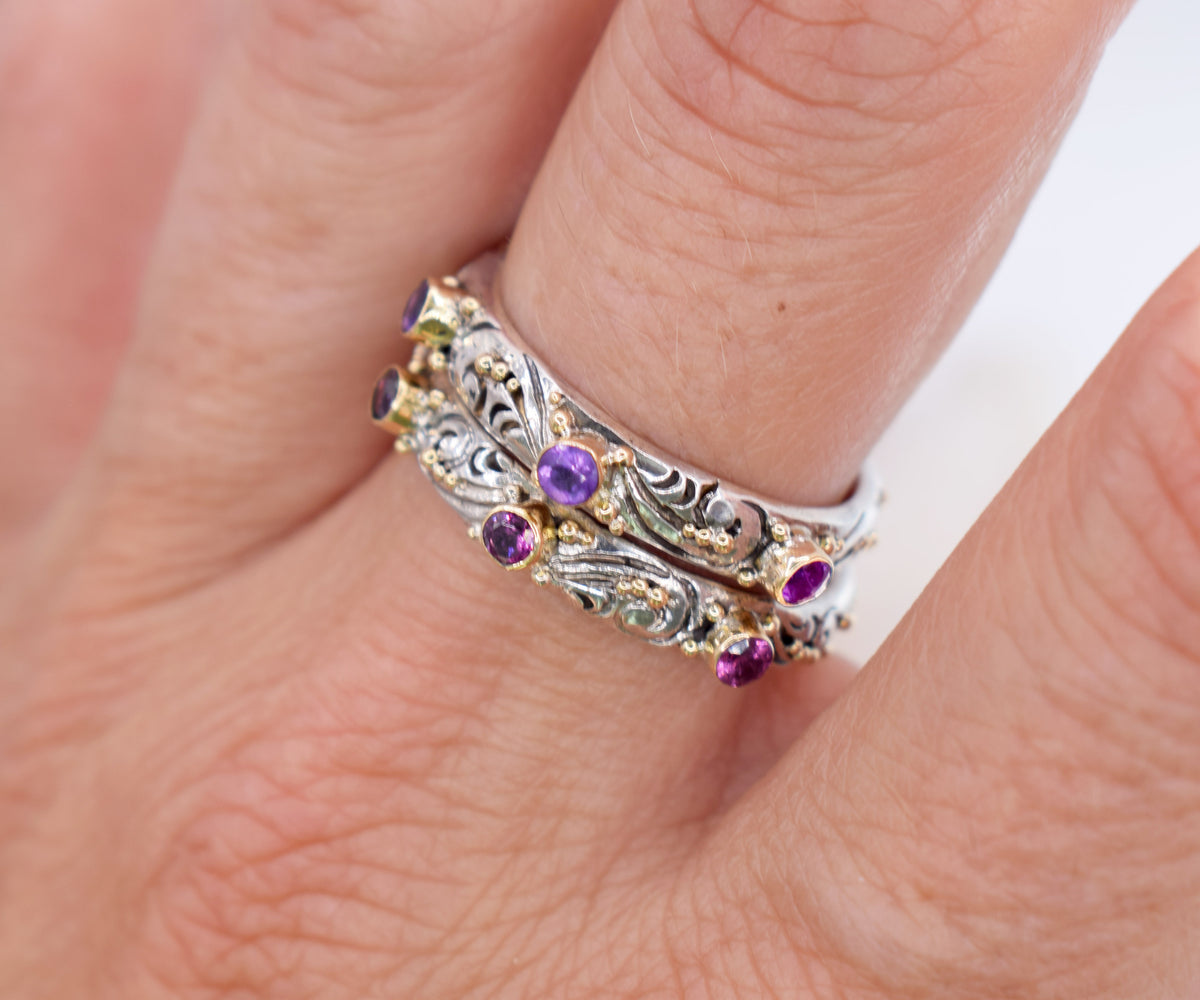 Anillo Basic Tallado Amatista