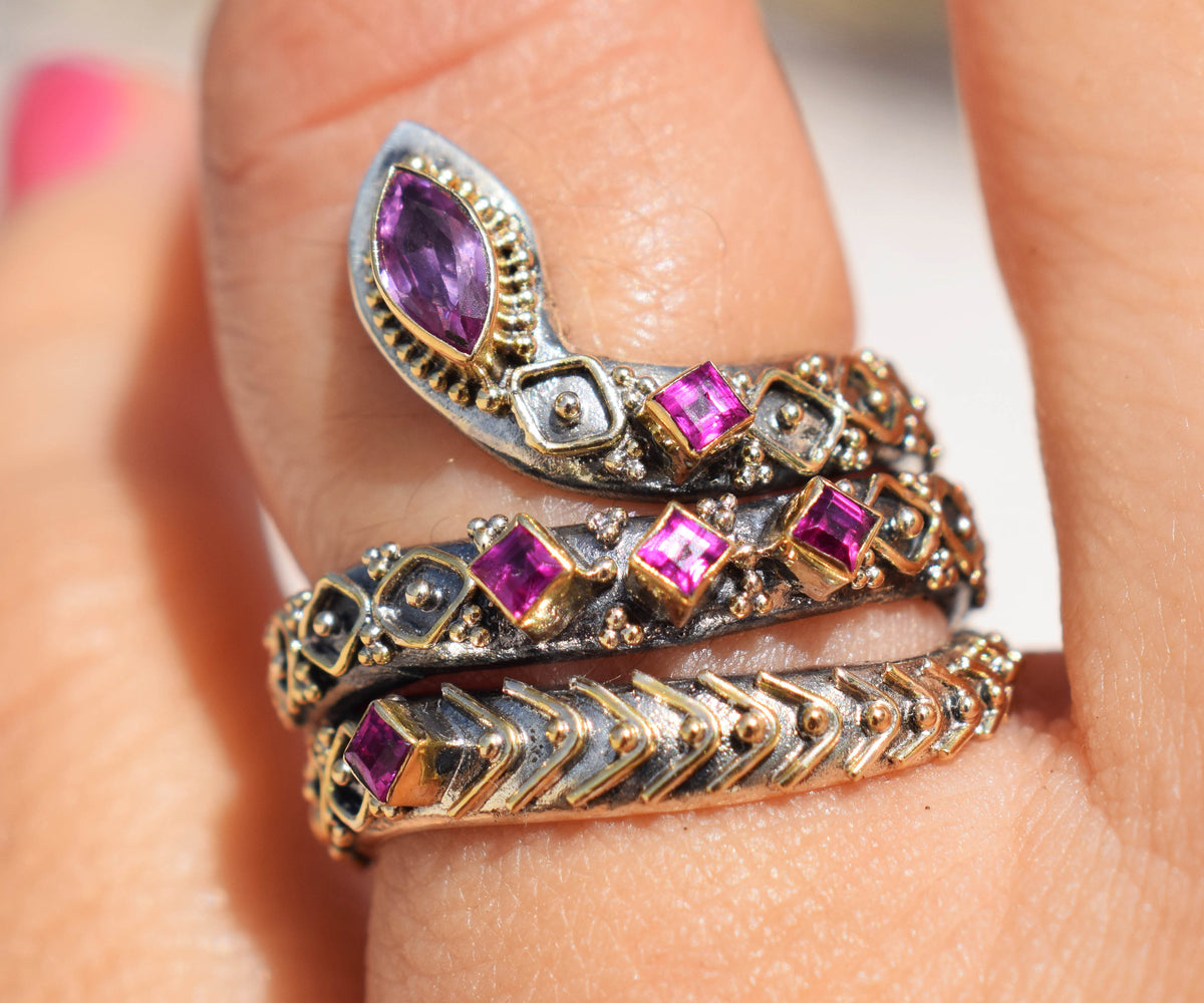 Anillo Kundalini Zafiro Rosado