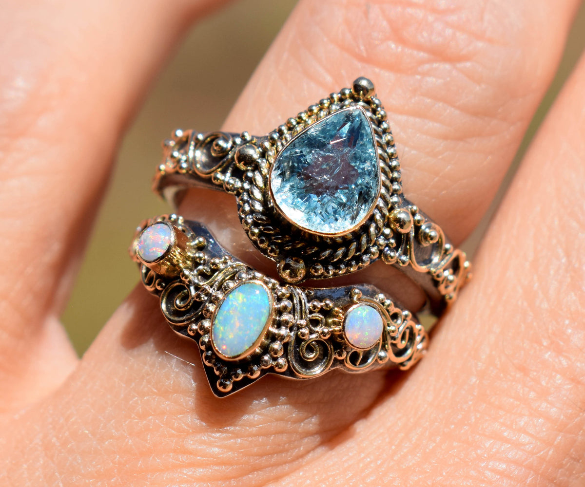 Anillo Fall in love Aguamarina