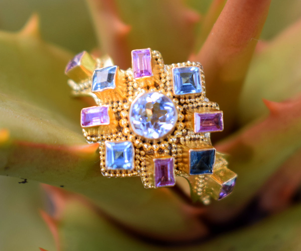 Anillo Surya Namaskar Aguamarina