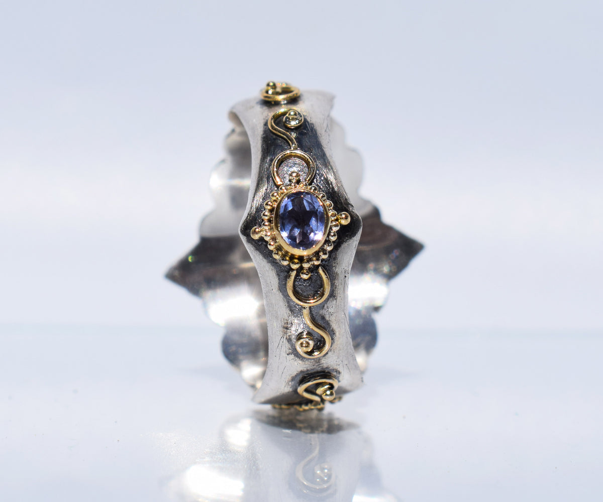 Anillo gold and silver Kerala Tanzanita