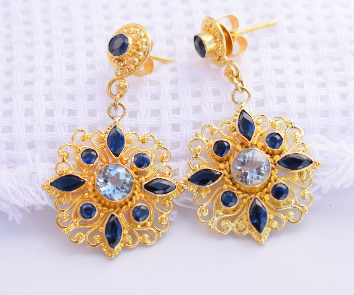 Aros Lakshmi Aguamarinas