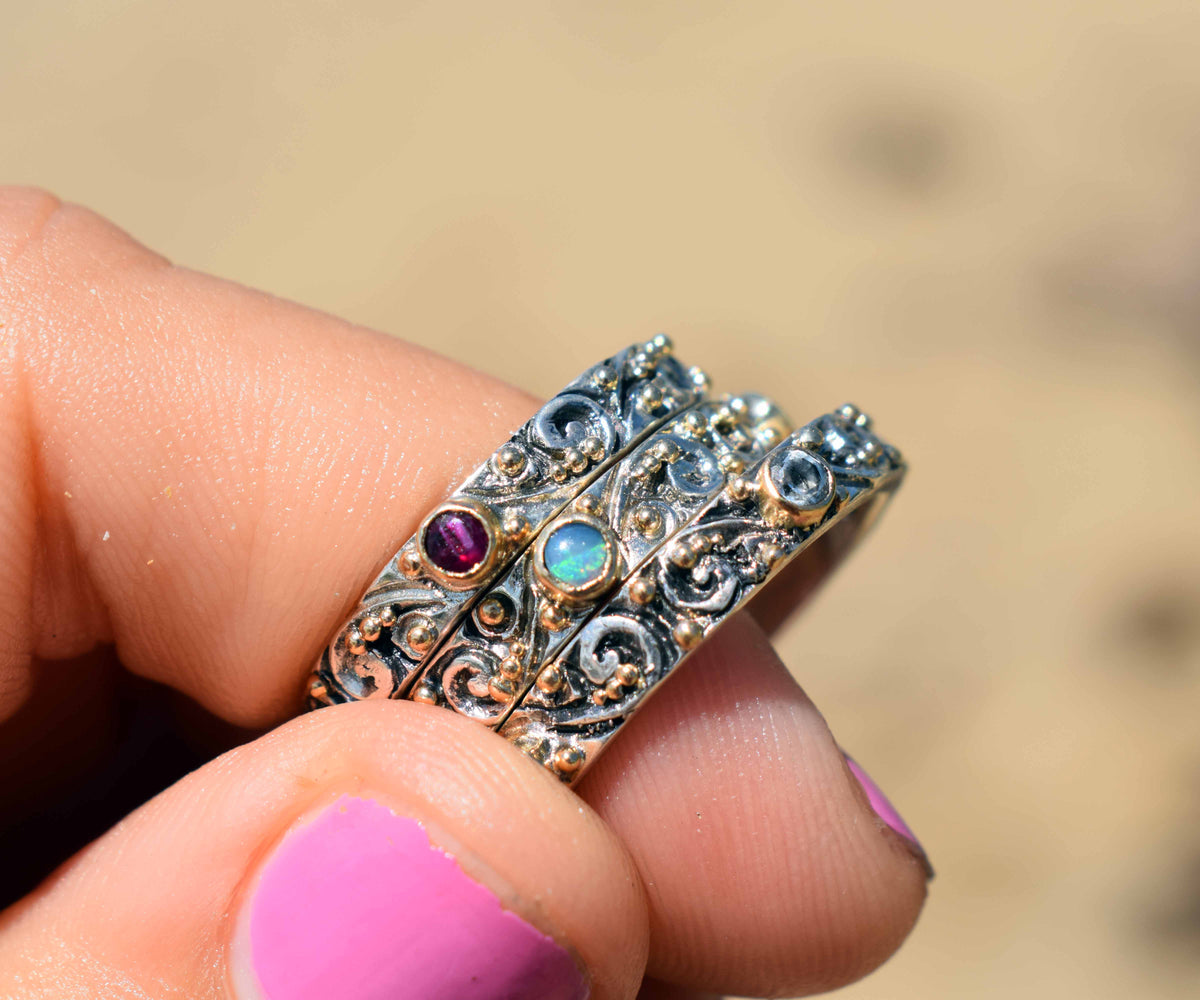 Anillo Basic Tallado Opalo