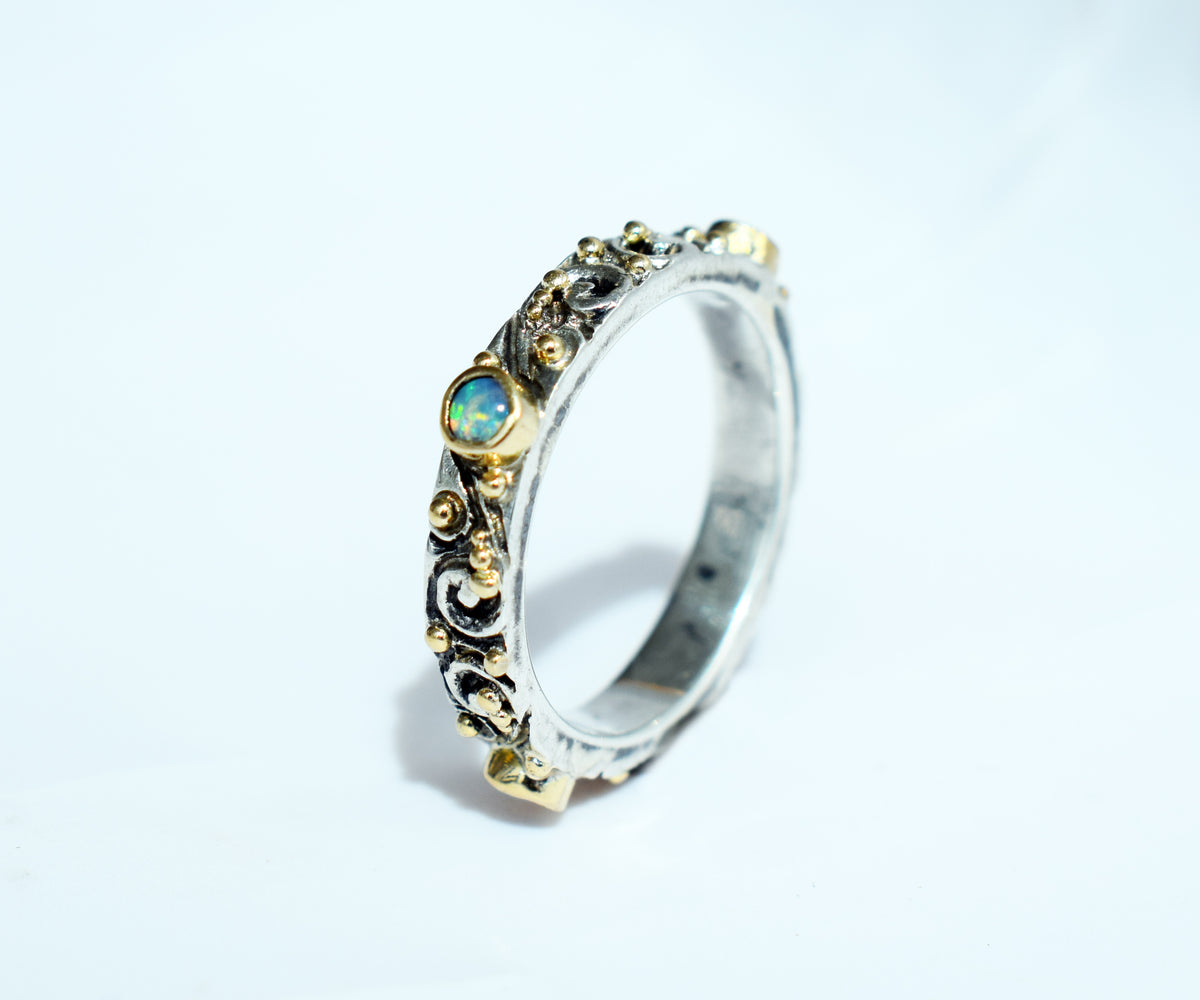 Anillo Basic Tallado Opalo