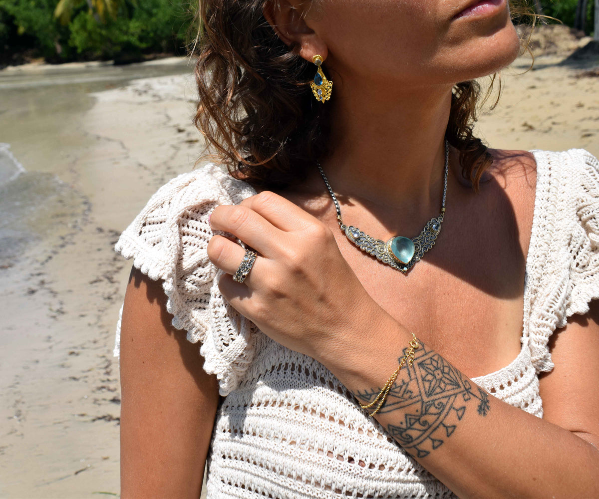 Collar Angel Wings Aguamarina