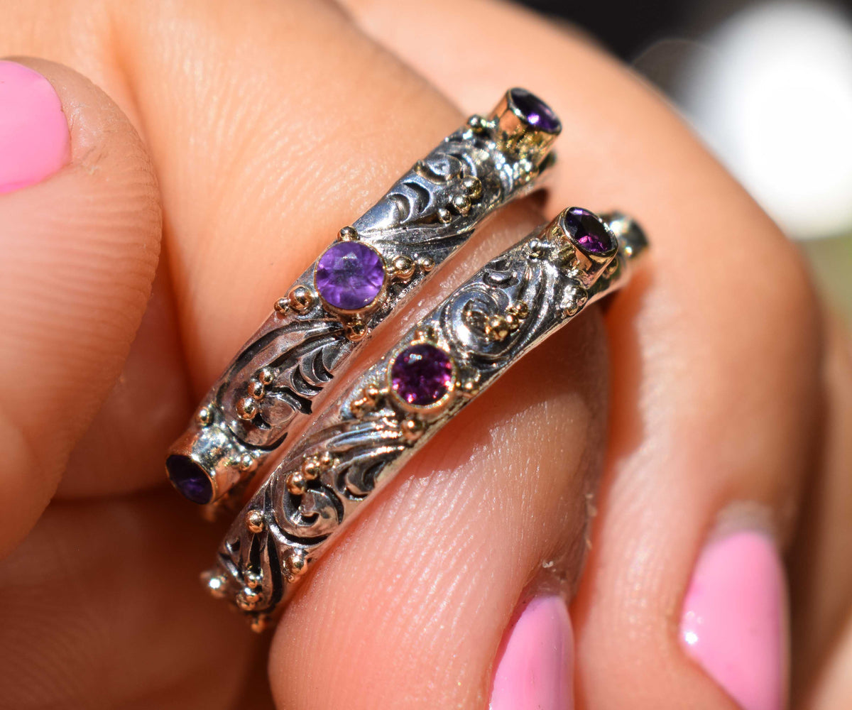 Anillo Basic Tallado Amatista