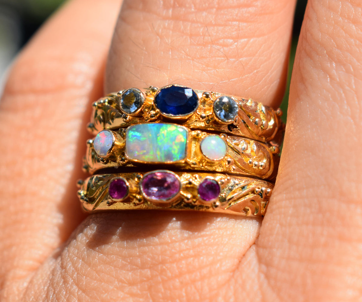 Anillo Basic Gold Zafiro