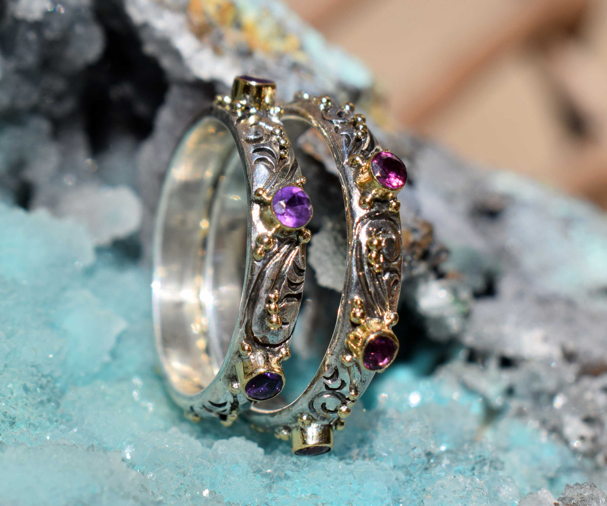 Anillo Basic Tallado Rodolitas