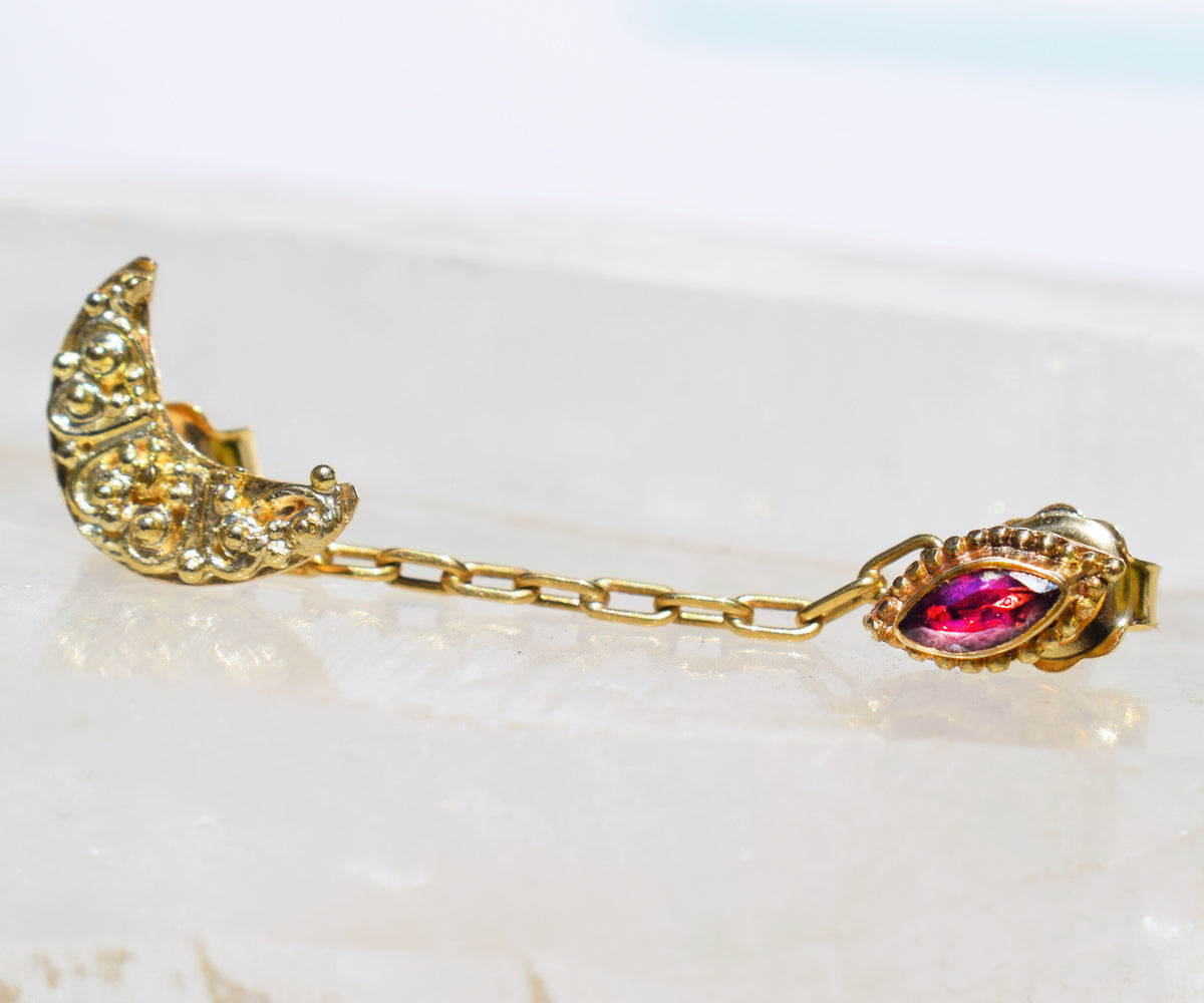 Aros Luna Marquise  Pink