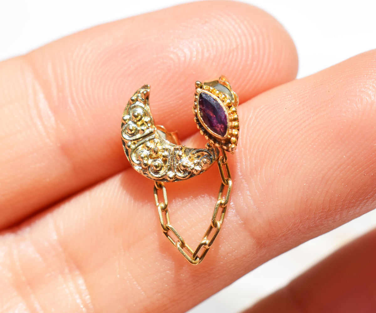 Aros Luna Marquise  Pink