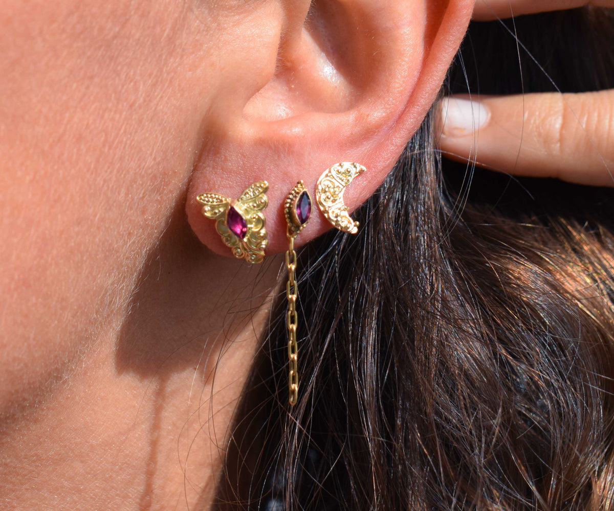 Aros Luna Marquise  Pink