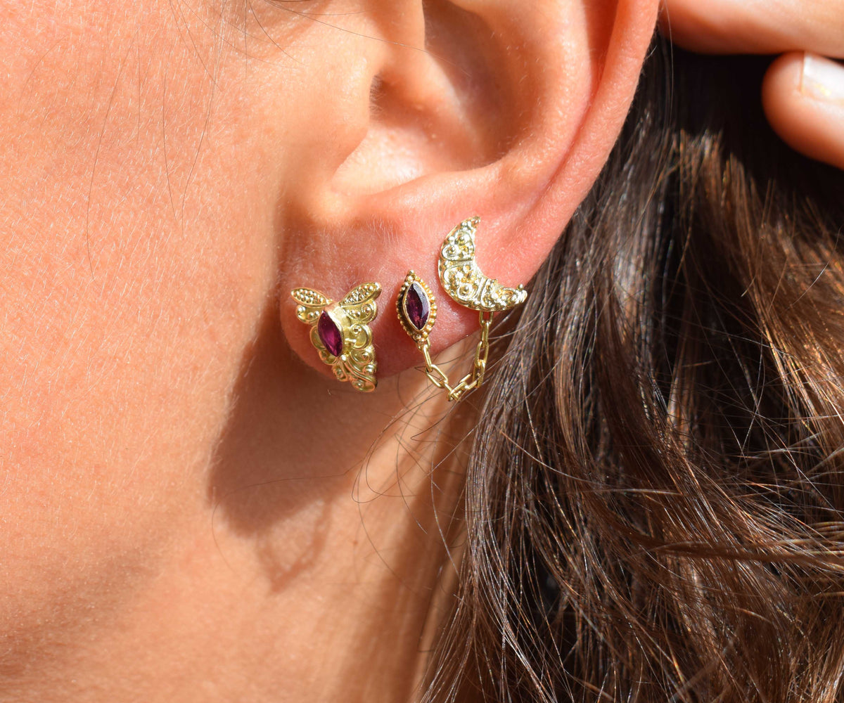 Aros Luna Marquise  Pink