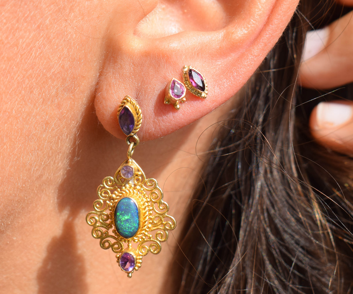 Aros gota Marquise Pink