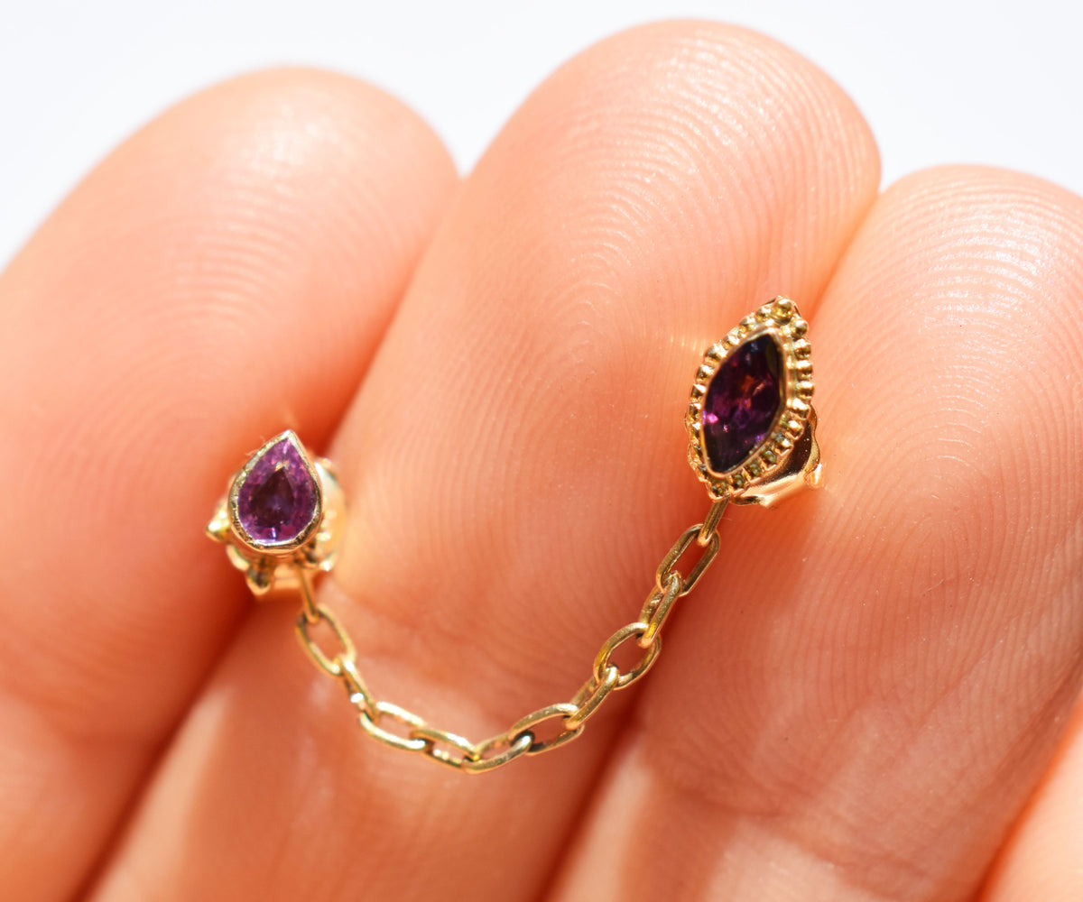 Aros gota Marquise Pink